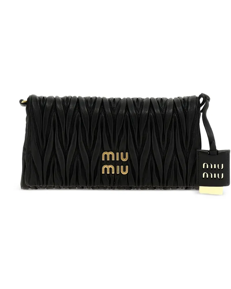Miu Miu Clutch mit Logo - Schwarz Schwarz