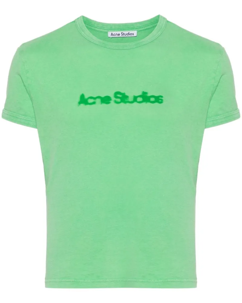 Acne Studios T-Shirt mit verschwommenem Logo-Print Grün