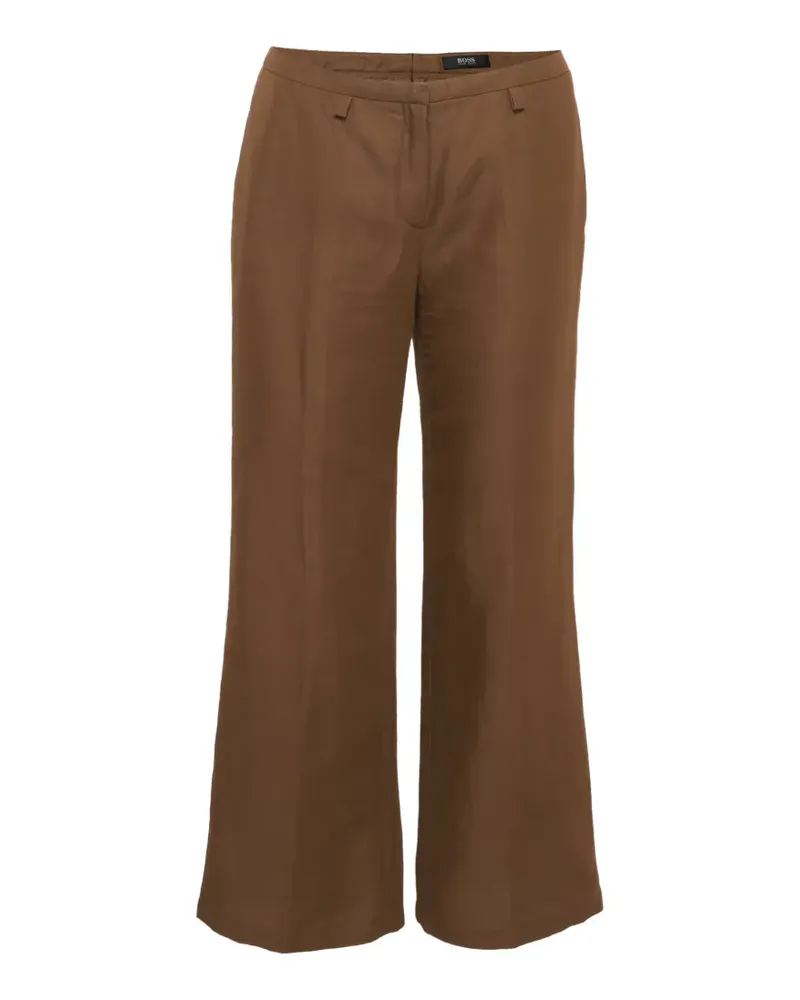 HUGO BOSS straight-fit pleated trousers - Braun Braun