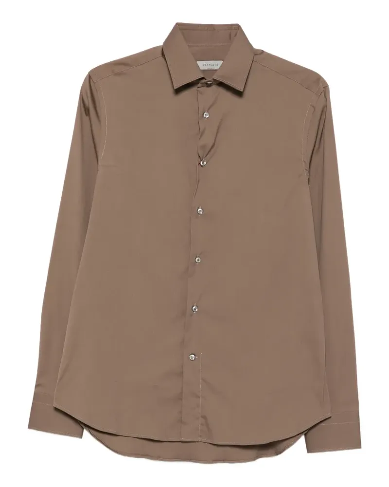 Canali spread-collar long-sleeve shirt - Braun Braun