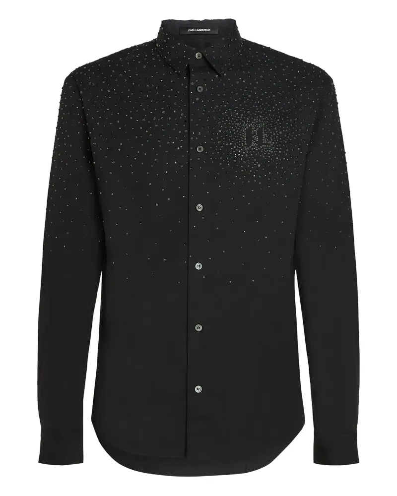 Karl Lagerfeld Langarmshirt mit Kristallen - Schwarz Schwarz