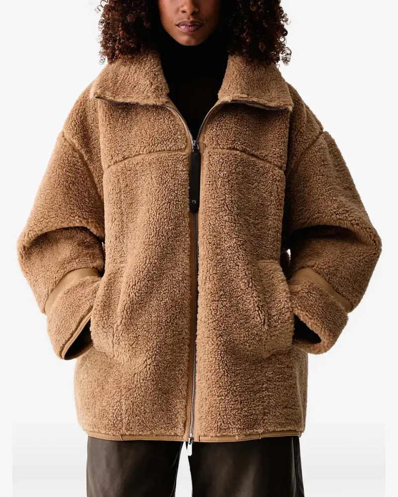 Pinko Mantel mit Shearling-Effekt und Stehkragen - Nude Nude