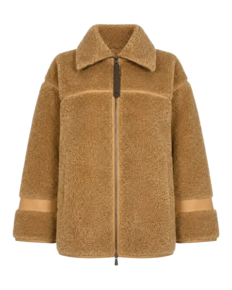 Pinko Mantel mit Shearling-Effekt und Stehkragen - Nude Nude