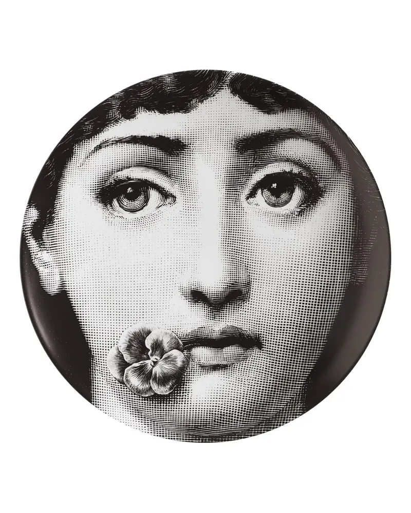 Fornasetti Porzellanteller mit Blumenmädchen-Print - Schwarz Schwarz