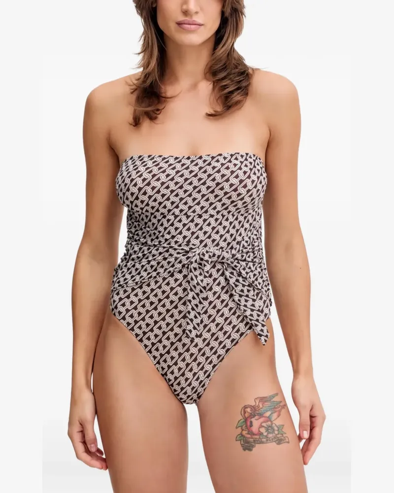 Melissa Odabash Munich chain-print tied swimsuit - Braun Braun