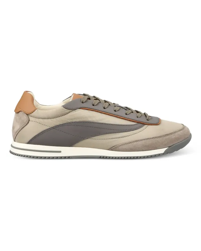 Brunello Cucinelli leather-trim panelled sneakers - Nude Nude