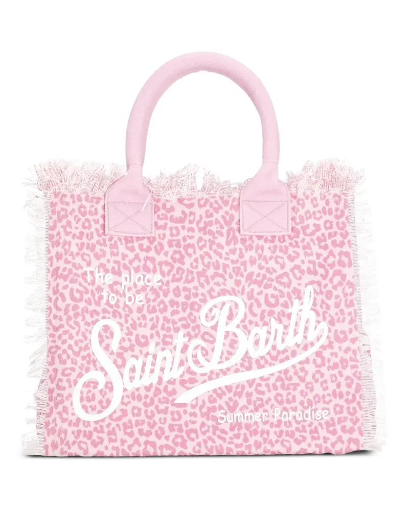 MC2 Saint Barth large Vanity leopard-print frayed tote bag - Rosa Rosa
