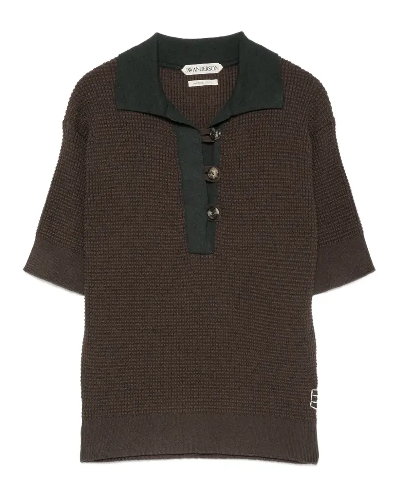 J.W.Anderson waffle-knit short-sleeve polo shirt - Grün Grün
