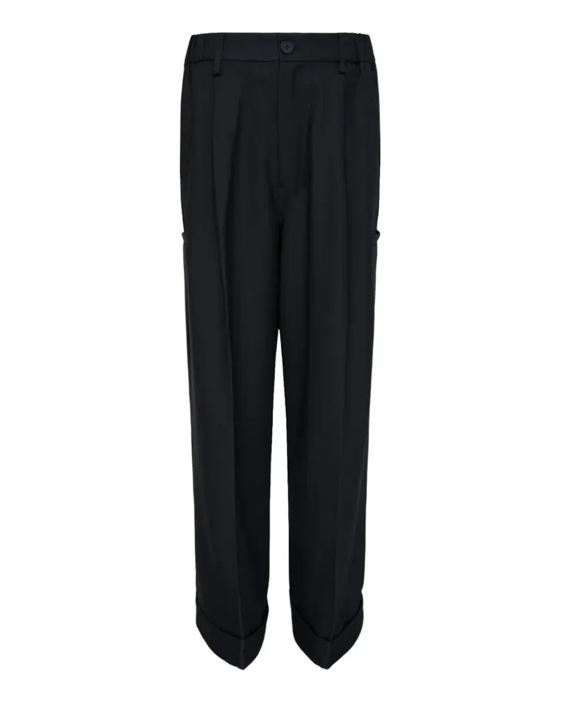 Melitta Baumeister pleated turn-up trousers - Schwarz Schwarz