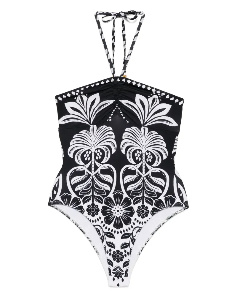 FARM Rio Flower Leopards Badeanzug - Schwarz Schwarz