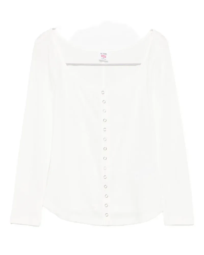 RE/DONE Olivia press-stud top - Weiß Weiß