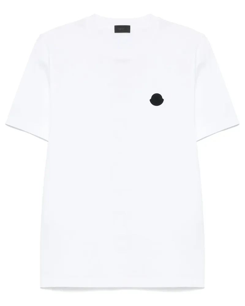 Moncler T-Shirt mit vertikalem Logo - Weiß Weiß