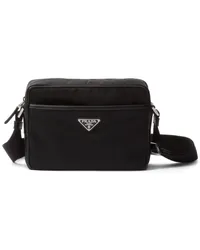 Prada Kuriertasche mit Logo-Schild Schwarz