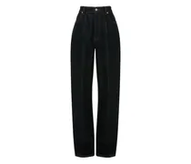 Cinched High-Waist-Jeans - Blau