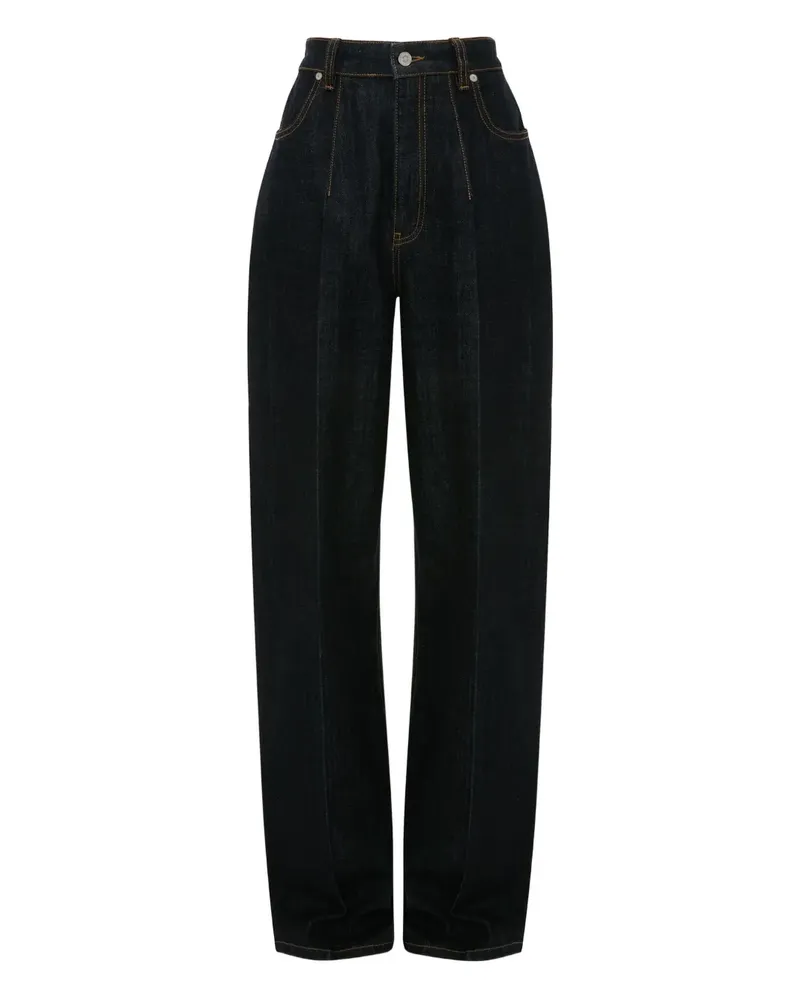 Victoria Beckham Cinched High-Waist-Jeans - Blau Blau