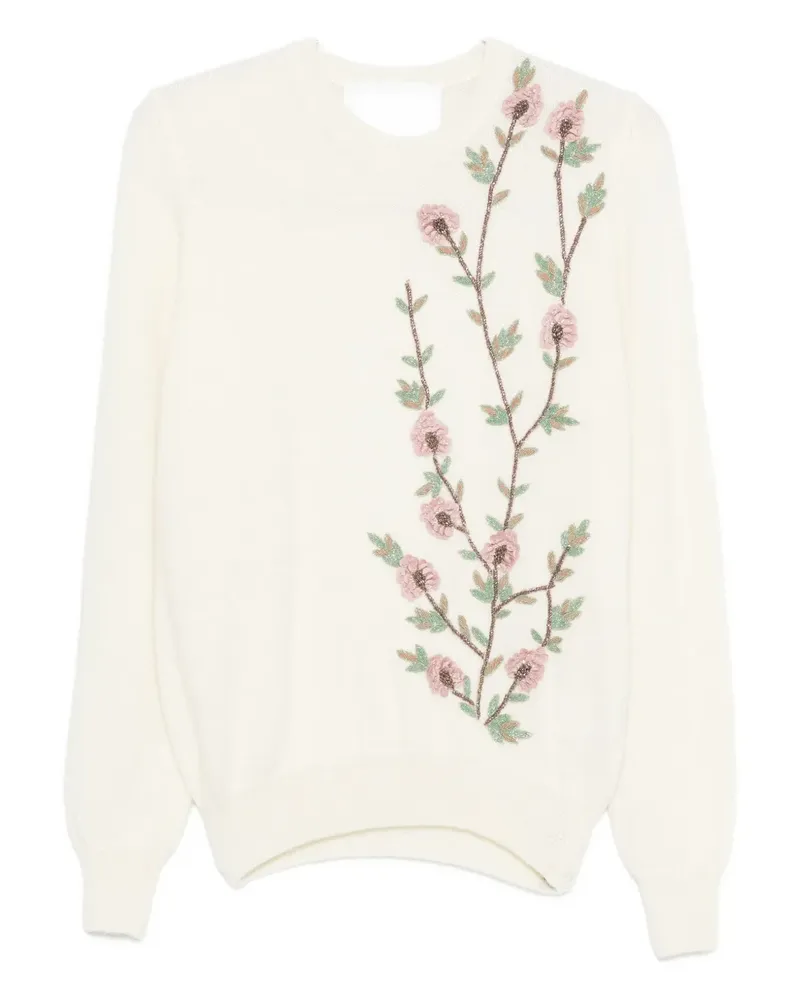 COSTARELLOS floral-embroidered sweater - Nude Nude