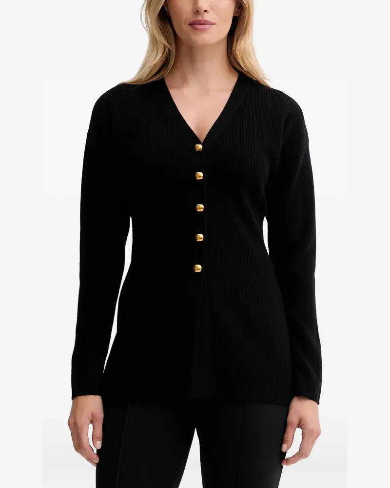 Isabelle Blanche Cardigan mit V-Ausschnitt - Schwarz Schwarz