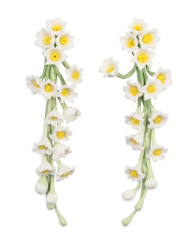 Jennifer Behr Victoria Ohrringe mit Blumenmotiv - Weiß Weiß