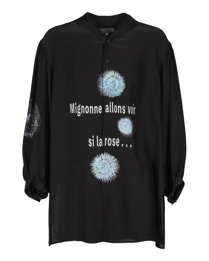 Yohji Yamamoto Seidenhemd mit Meeres-Print - Schwarz Schwarz