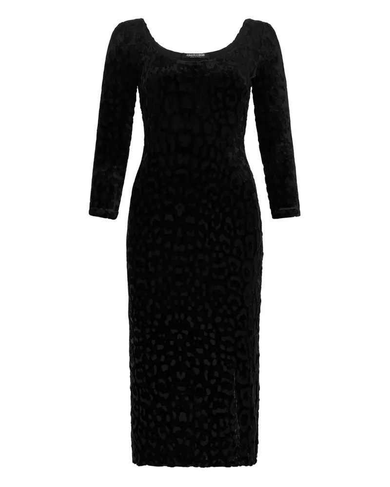 Roberto Cavalli Kleid mit Samt-Textur - Schwarz Schwarz