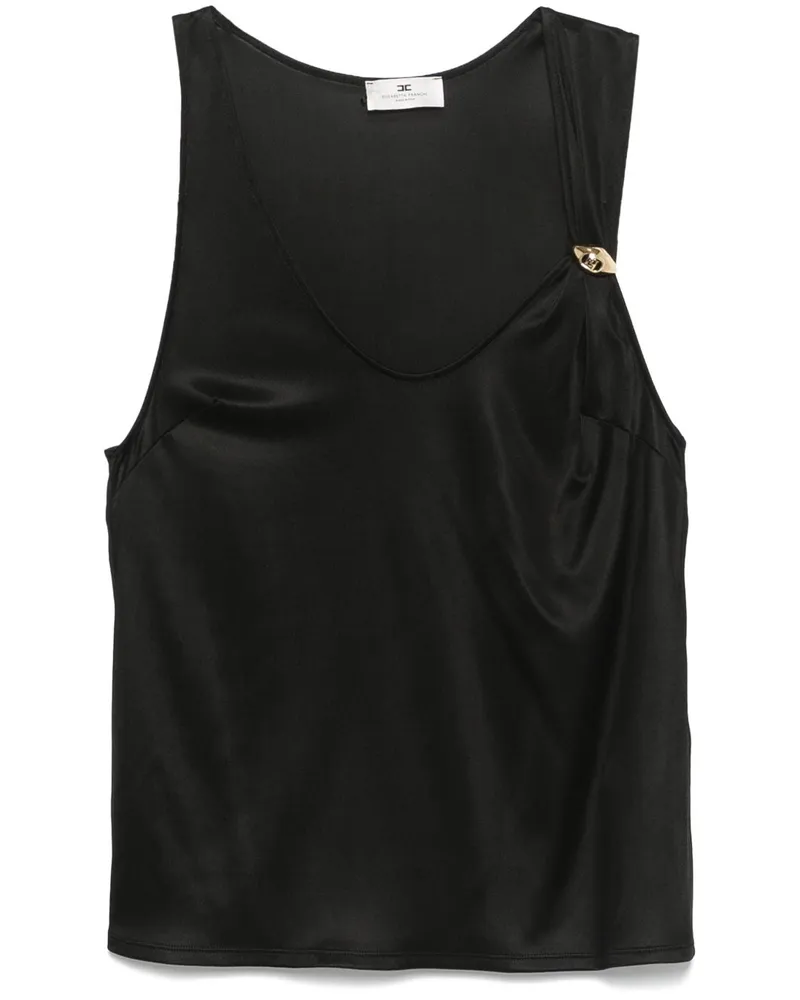 Elisabetta Franchi Tanktop mit Logo-Brosche - Schwarz Schwarz
