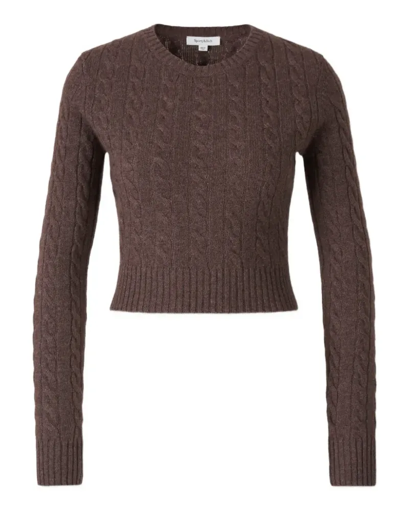 SPORTY & RICH Cropped-Pullover mit Zopfmuster - Braun Braun