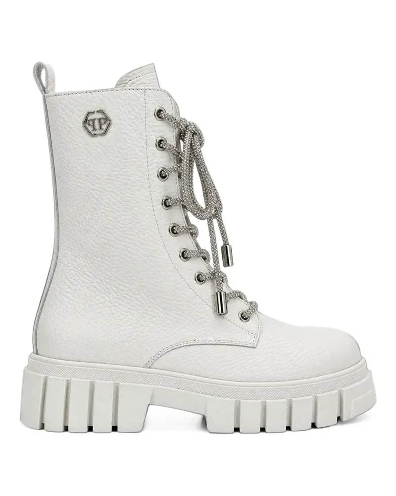 Philipp Plein leather boots Deer-print laces strass - Nude Nude