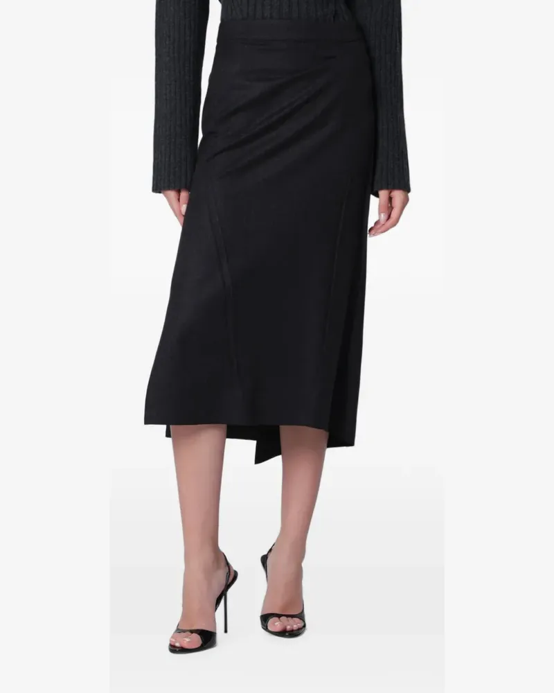 Victoria Beckham Midirock mit Bügelfalten - Schwarz Schwarz