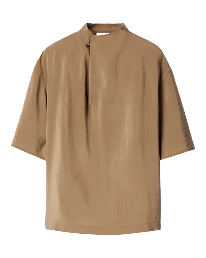 Christophe Lemaire soft collar top in dry silk - Nude Nude