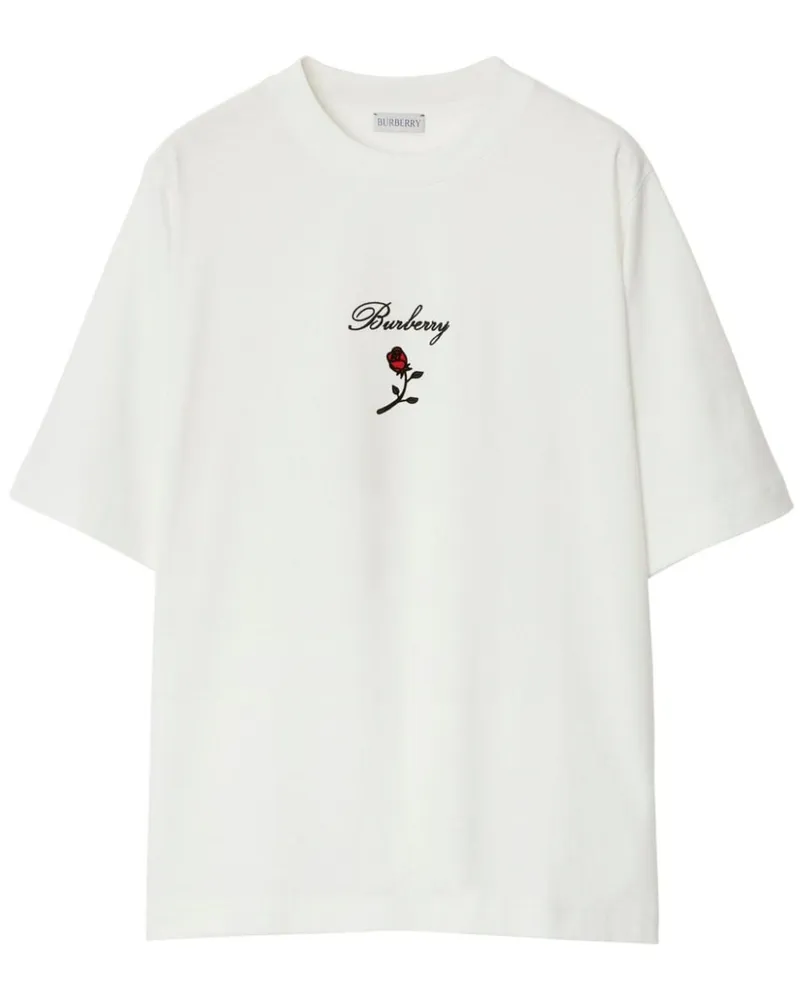 Burberry T-Shirt mit Rosen-Print - Weiß Weiß