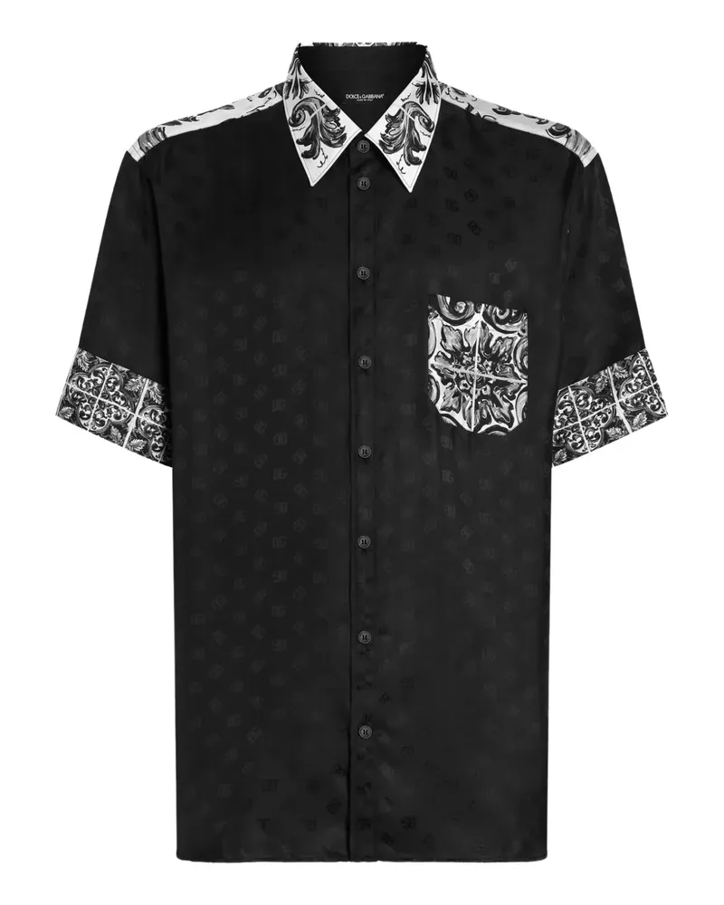 Dolce & Gabbana Seidenhemd mit Monogramm - Schwarz Schwarz