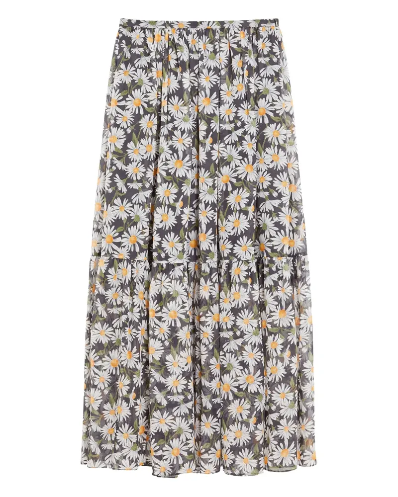 Max Mara Gestufter Artello Rock mit Blumen-Print - Weiß Weiß
