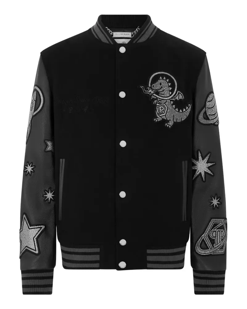 Philipp Plein Verzierte Space Bomberjacke - Schwarz Schwarz