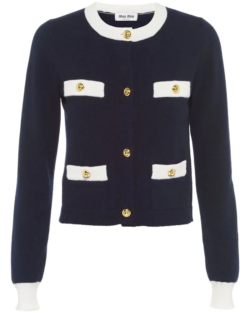 Miu Miu Zweifarbiger Kaschmircardigan - Blau Blau