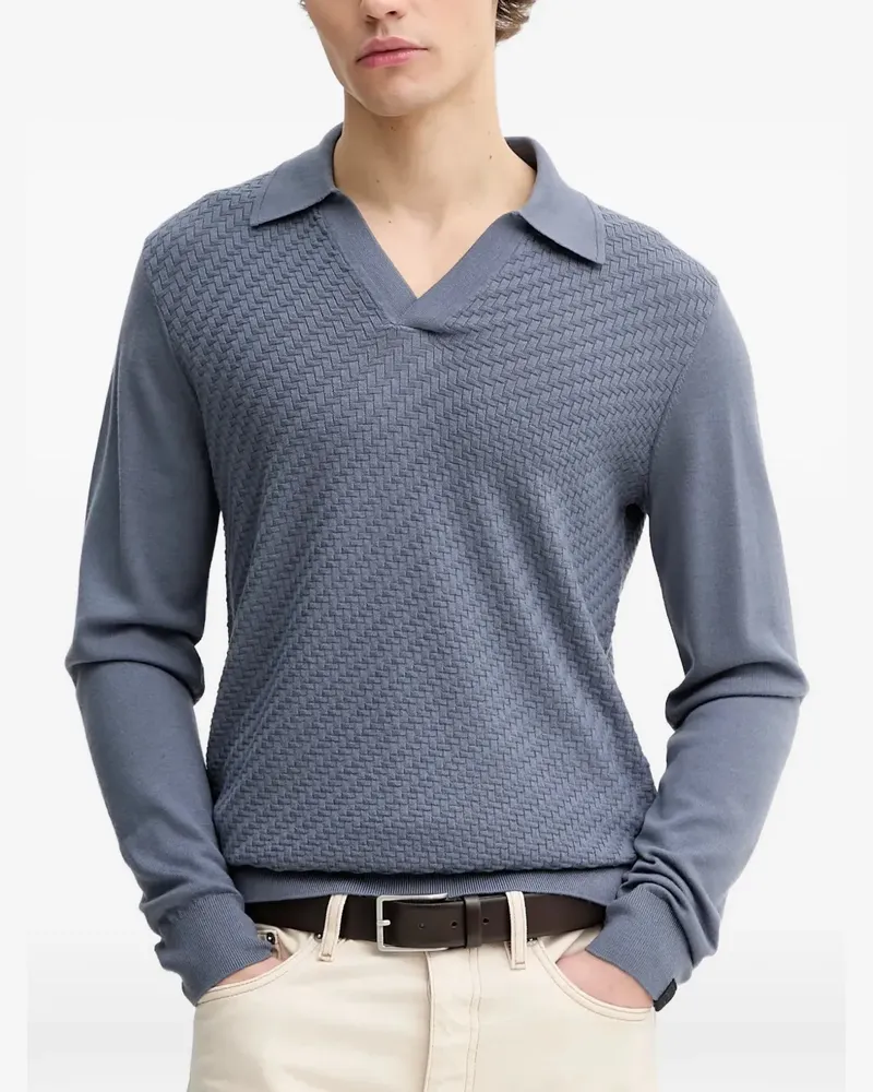 Rag & Bone textured polo sweater - Blau Blau