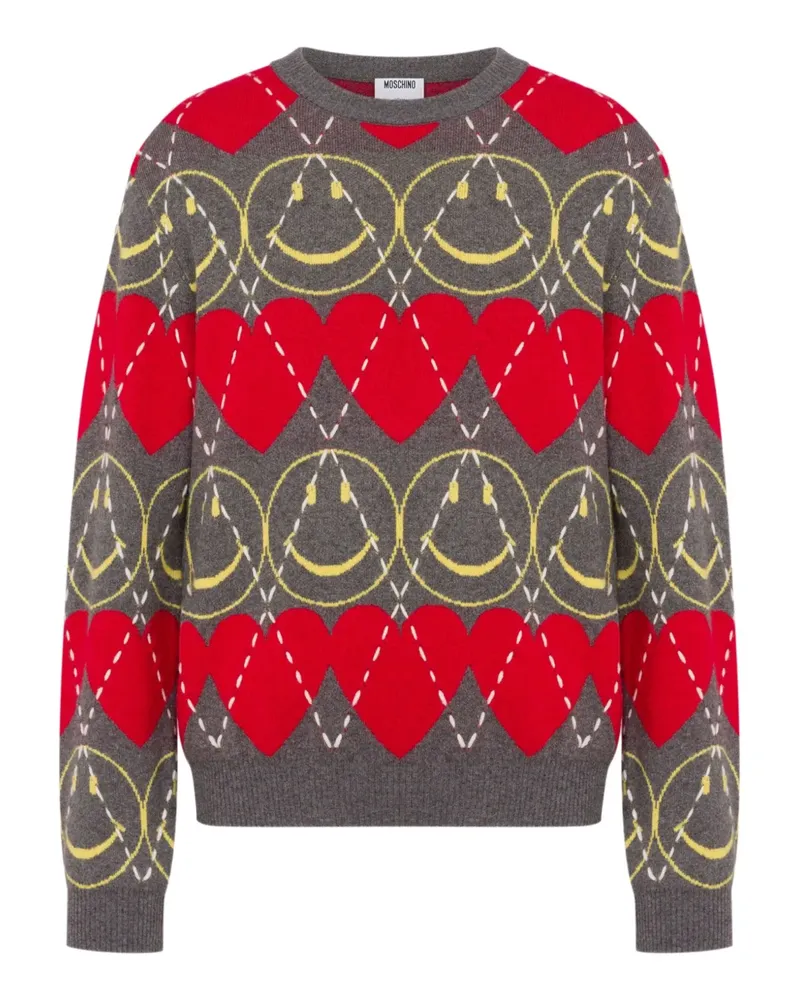 Moschino Pullover mit Smiley - Grau Grau