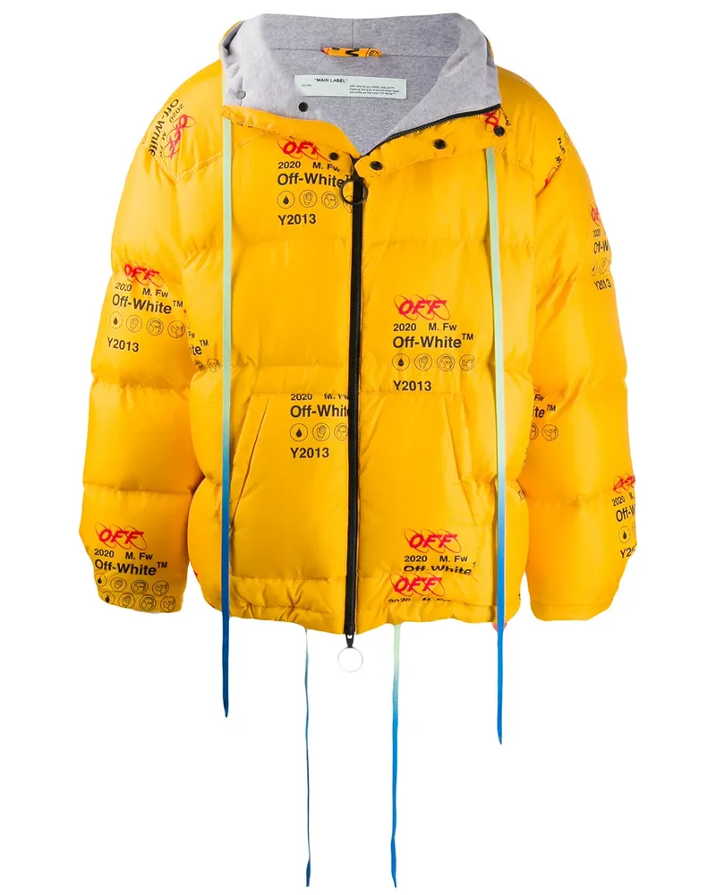 OFF-WHITE Daunenjacke mit Logo-Print - Gelb Gelb