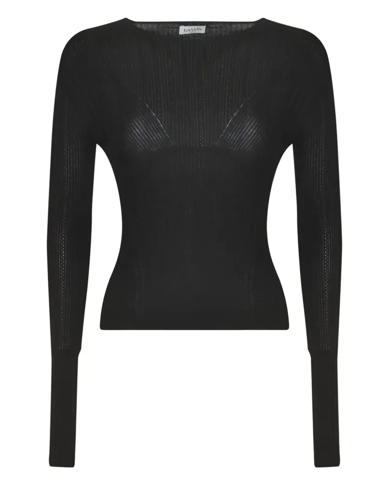 Lanvin Geripptes Langarmshirt - Schwarz Schwarz