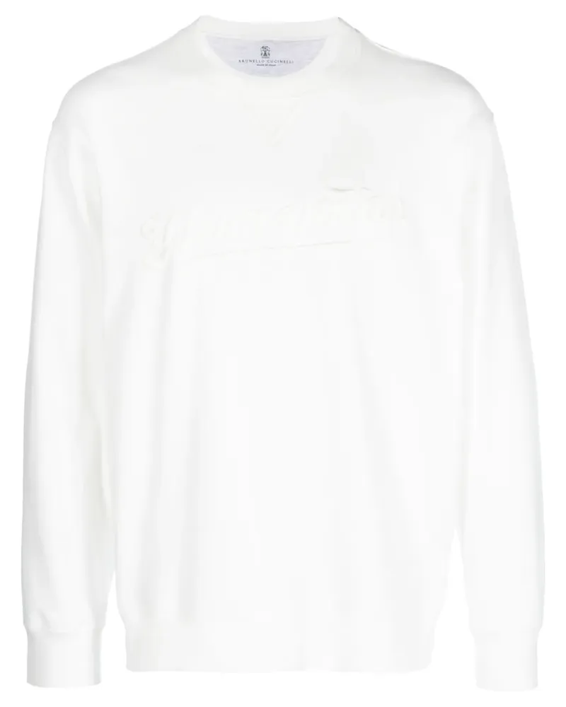 Brunello Cucinelli Sweatshirt mit Logo-Stickerei - Weiß Weiß