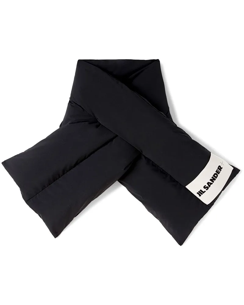 Jil Sander Gefütterter Schal mit Logo-Patch - Schwarz Schwarz