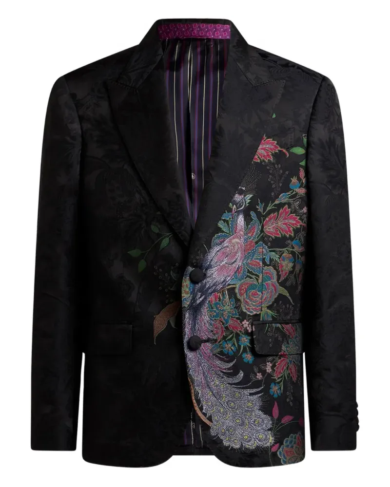 Etro Einreihiges Sakko aus Pfauen-Jacquard - Schwarz Schwarz