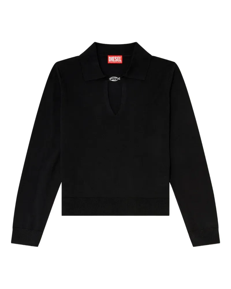 Diesel Oval D Pullover mit Schlüssellochausschnitt - Schwarz Schwarz