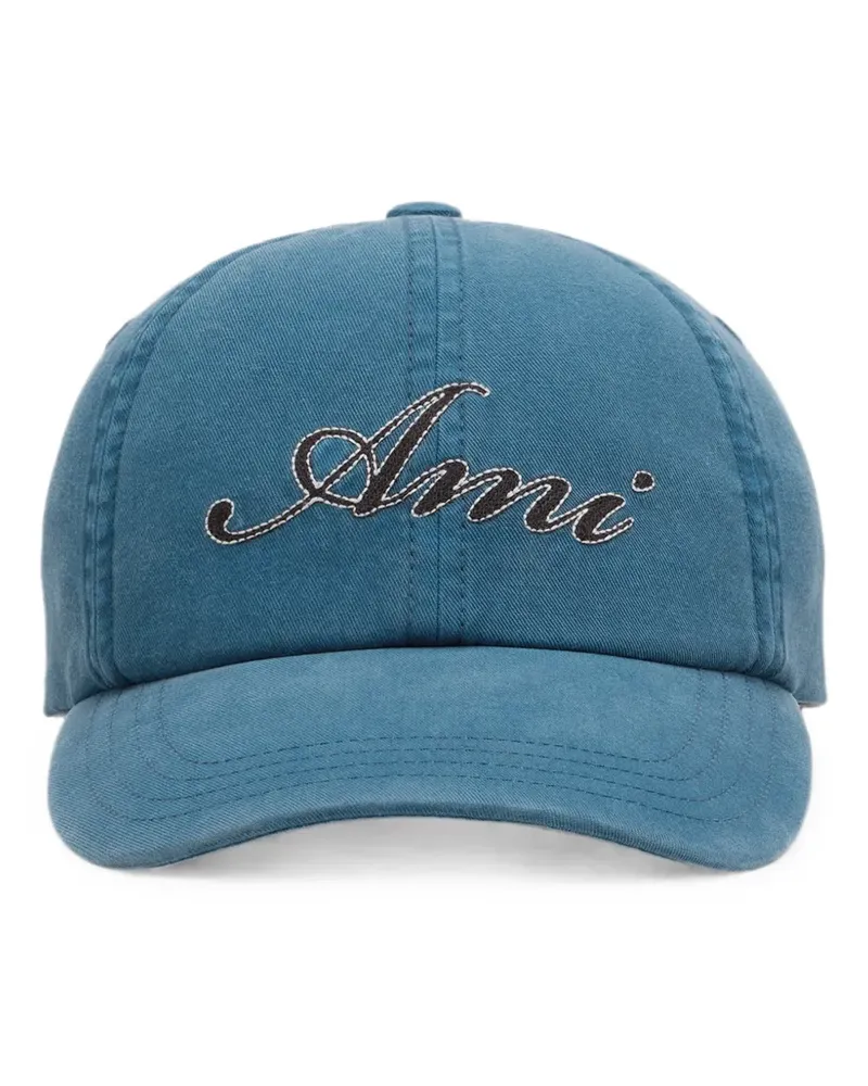 AMI Paris Baseballkappe aus Baumwolle mit -Stickereien - Blau Blau