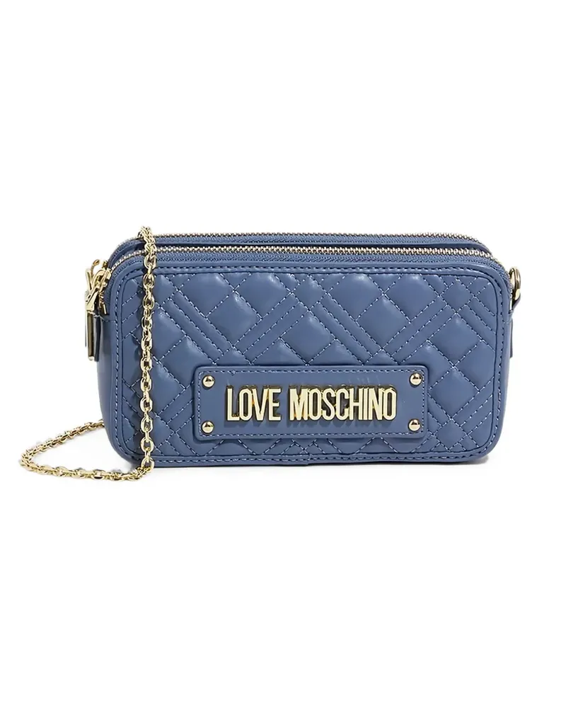 Moschino Clutch mit Logo-Schild - Blau Blau