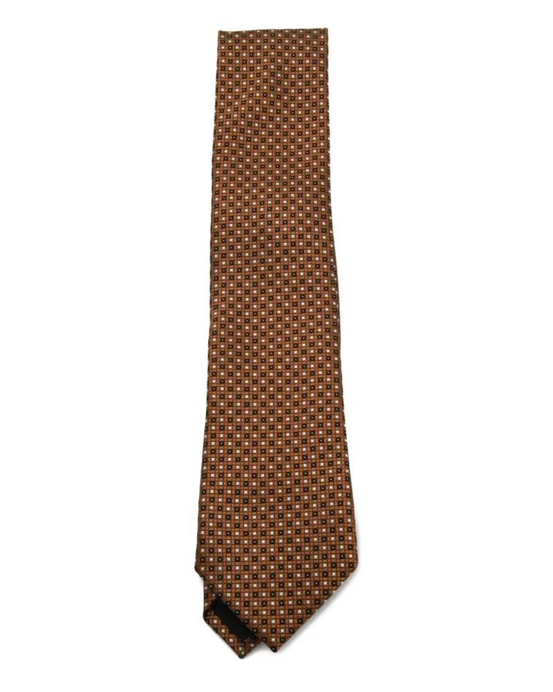 Ermenegildo Zegna Geometrisch gemusterte Krawatte - Braun Braun