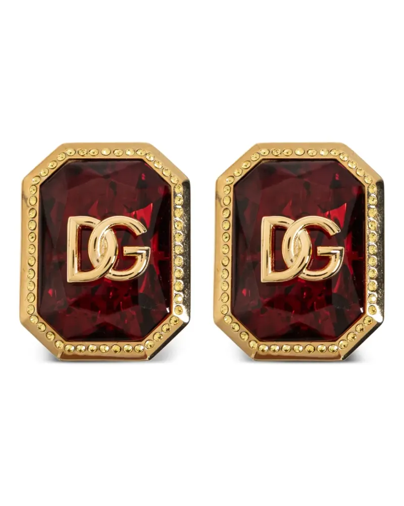 Dolce & Gabbana DG logo crystal-embellished clip-on earrings - Gold Gold