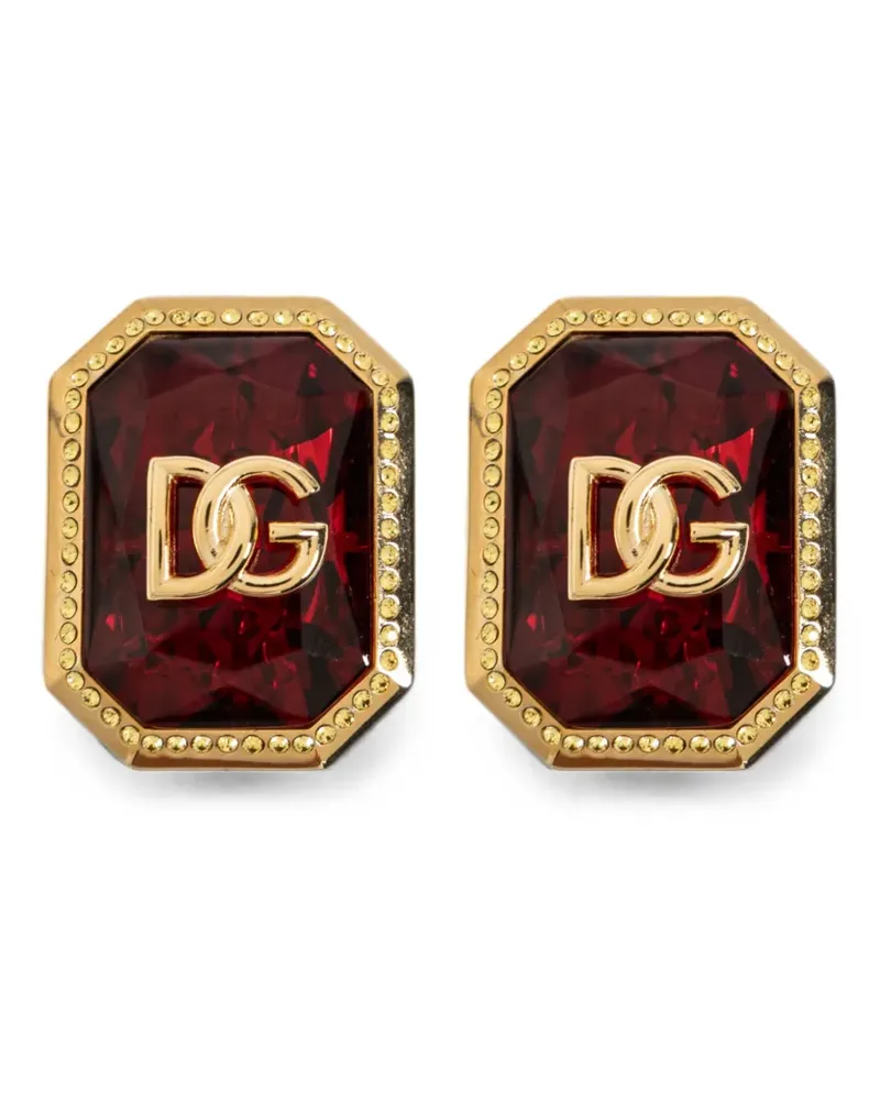 Dolce & Gabbana DG logo crystal-embellished clip-on earrings - Gold Gold