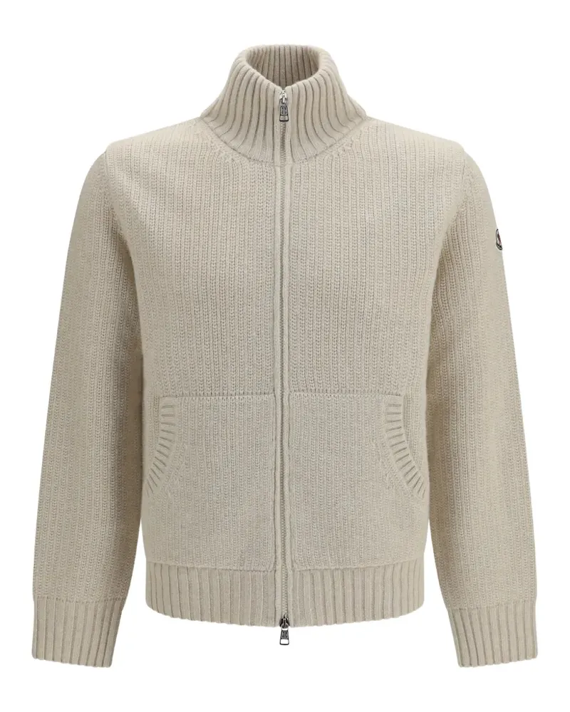 Moncler Gerippter Cardigan mit Logo-Patch - Nude Nude