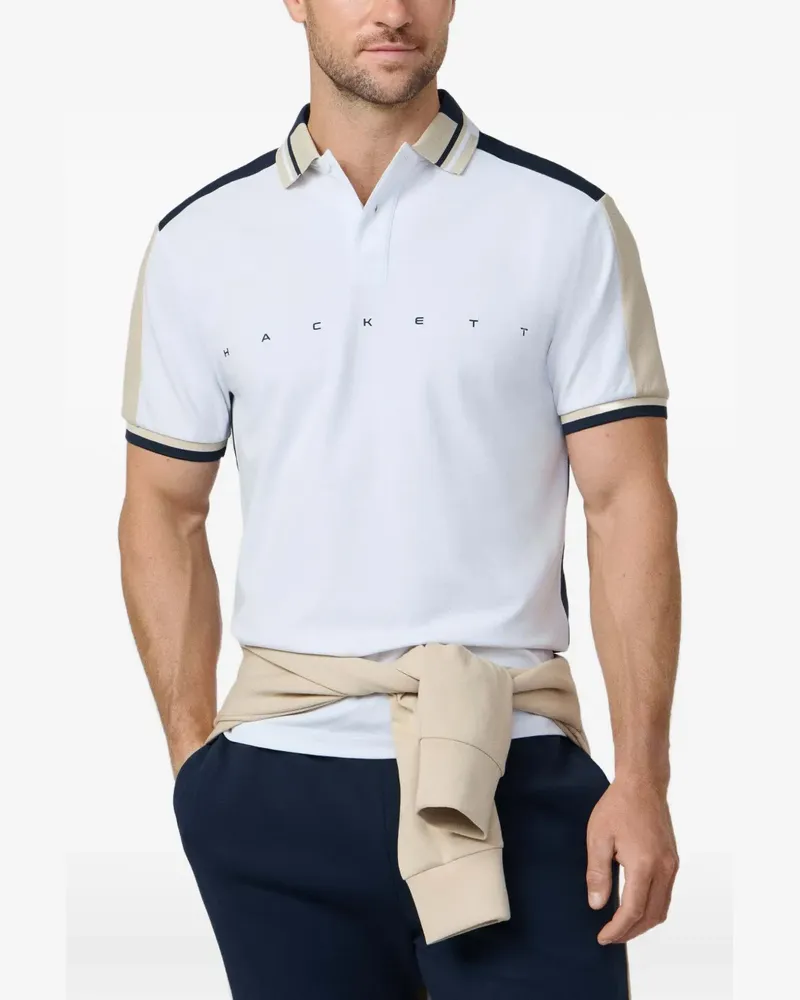 Hackett Poloshirt mit Logo-Print - Weiß Weiß