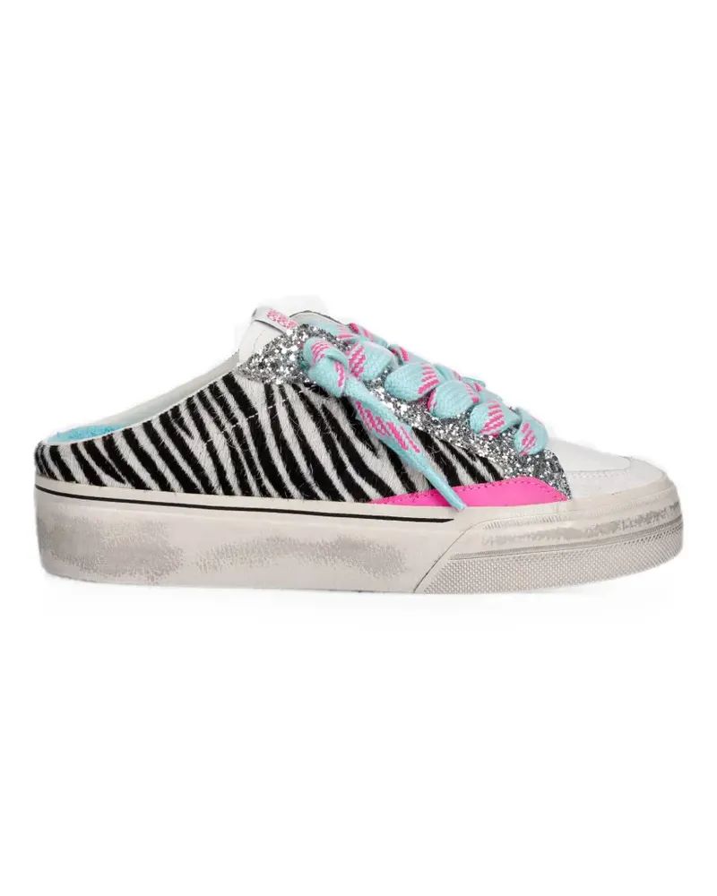 Crime Soho zebra-print glitter sneakers - Weiß Weiß
